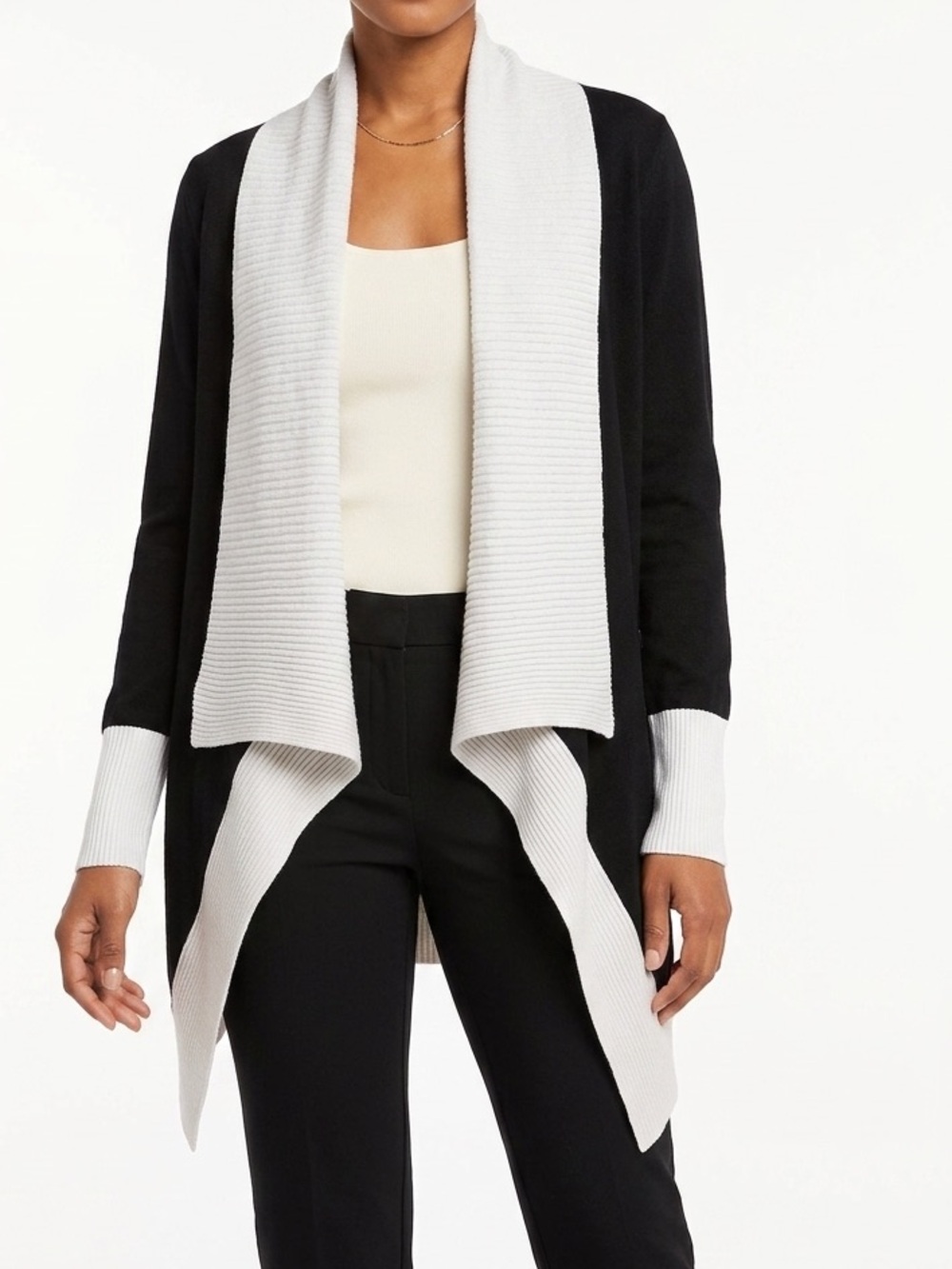 DKNY Colorblock Black & White Cardigan Sweater